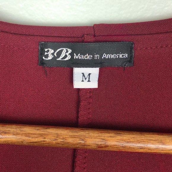 Wine Flounce Ruffle Wrap Quarter Sleeve Midi Dress - Picture 4 of 5